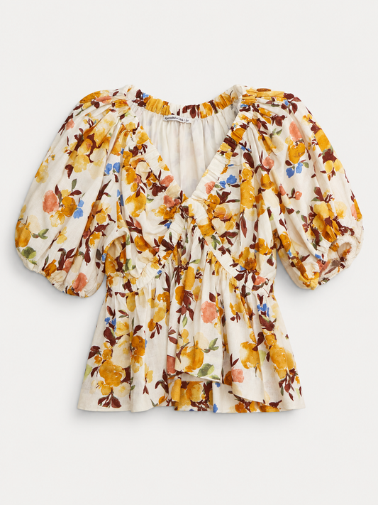 BLUSA FLORAL DE LINO Y ALGODÓN | ABERCROMBIE & FITCH | TALLA L