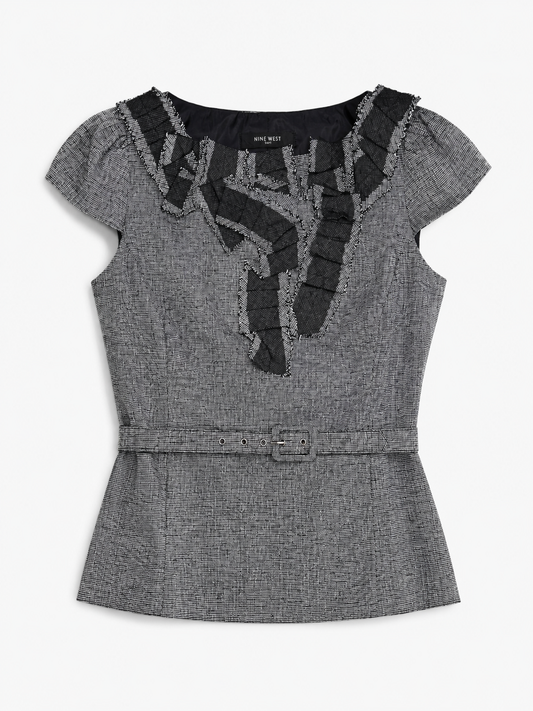 BLUSA GRIS TIPO SUIT DE LINO | NINE WEST | TALLA 6