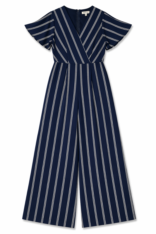 JUMPSUIT DE RAYAS AZUL MARINO Y BLANCO | MONTEAU | TALLA M
