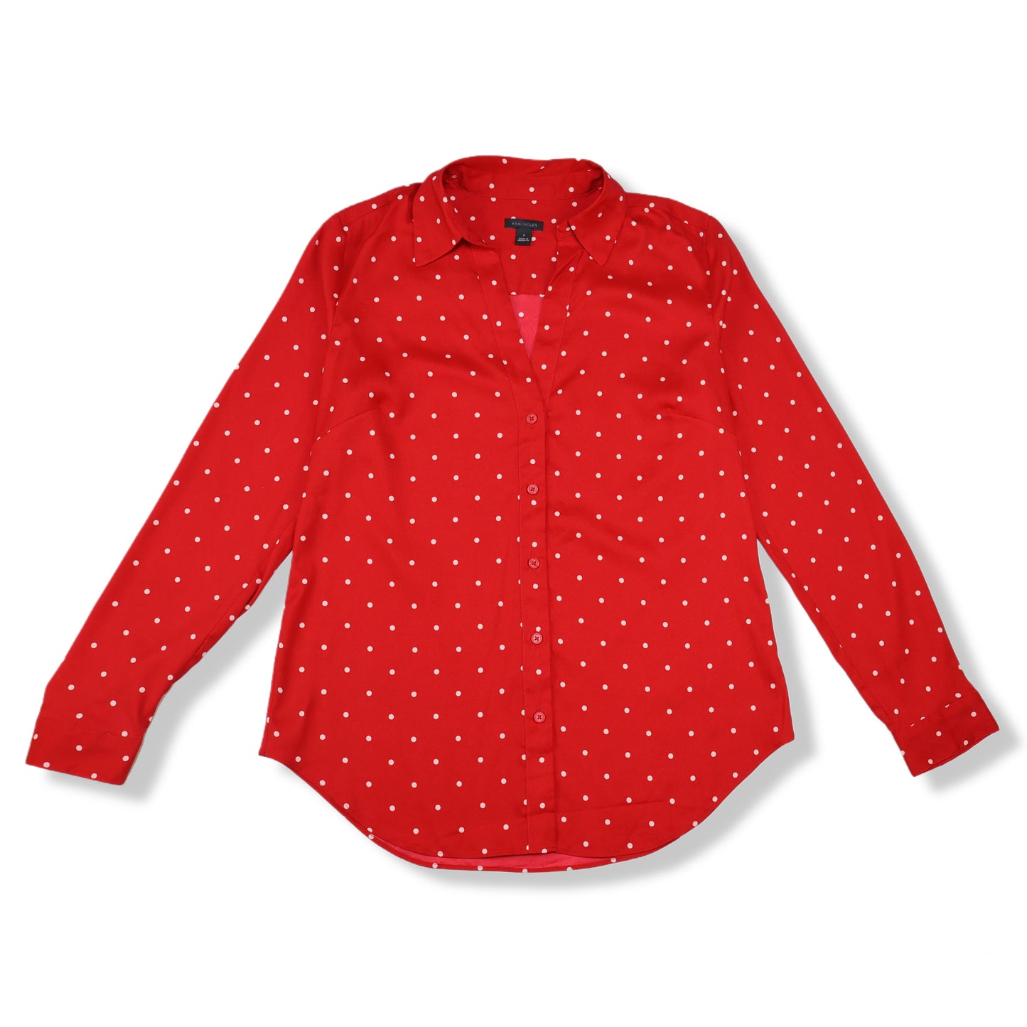 CAMISA MANGA LARGA ROJA CON LUNARES BLANCOS | ANN TAYLOR | TALLA S