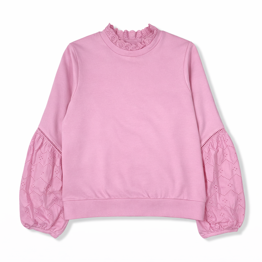 SUDADERA ROSADA CON MANGAS Y ESPALDA BORDADAS | CALLIGRAPHIE | TALLA M