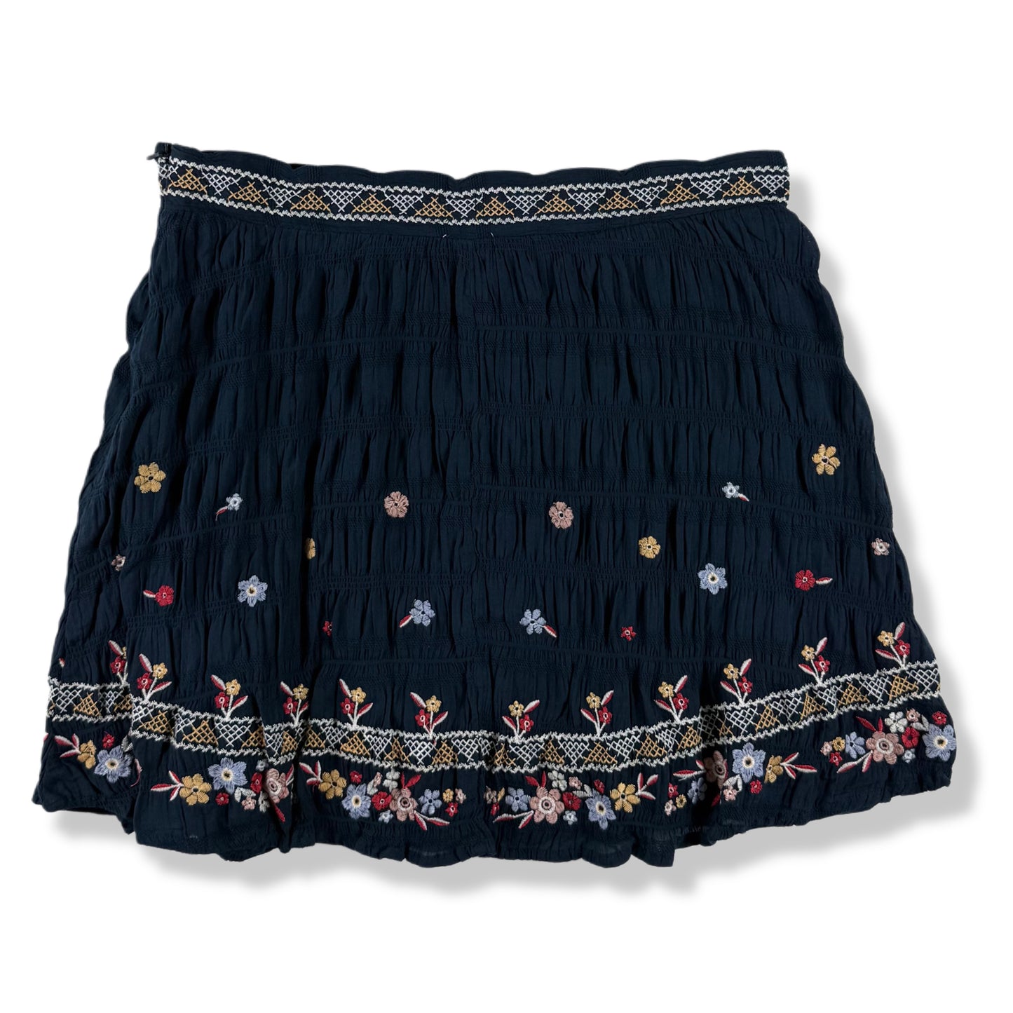 FALDA AZUL MARINO CON BORDADO FLORALES | BLUE RAIN | TALLA M