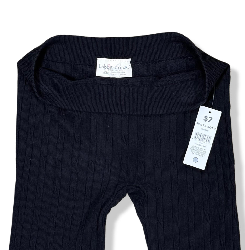 NEW | LEGGINGS NEGROS TEJIDOS PARA NIÑA | BOBBIE BROOKS | TALLA XL (14/16)