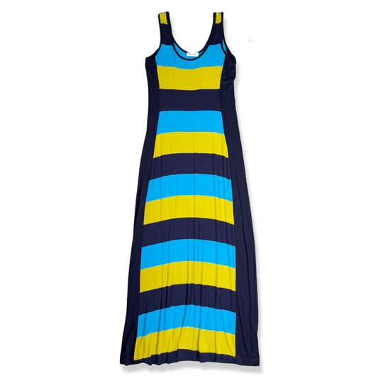 VESTIDO MAXI DE RAYAS AZUL Y AMARILLO | CALVIN KLEIN | TALLA L