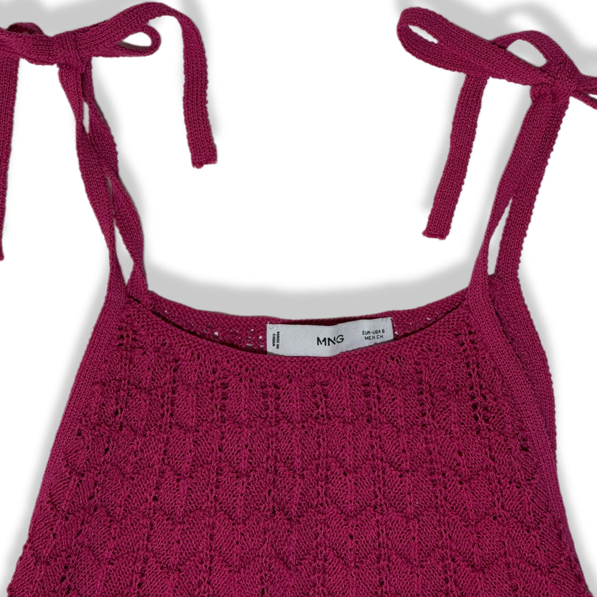 TOP TEJIDO COLOR VINO CON TIRANTES PARA MUJER | MANGO | TALLA S