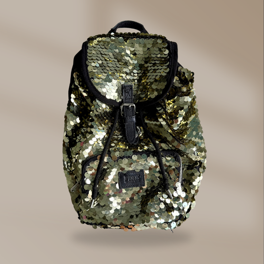 MOCHILA CON LENTEJUELAS DORADAS | PINK