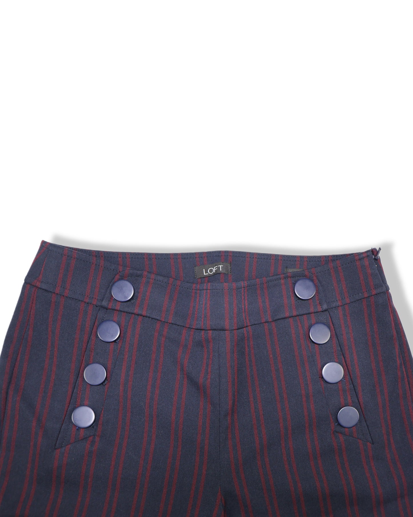 PANTALÓN DE RAYAS AZUL MARINO CON BOTONES | LOFT | TALLA 4
