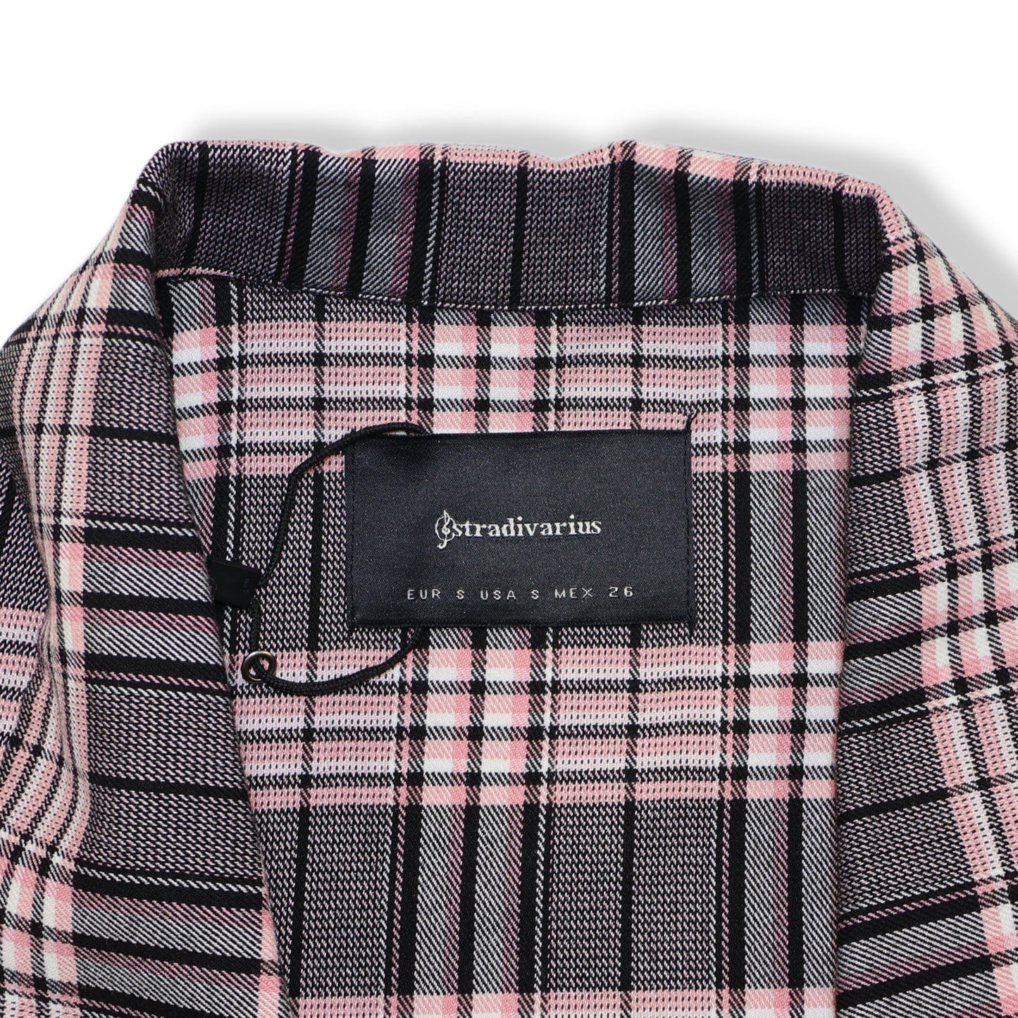 BLAZER DE CUADROS ROSA Y NEGRO DE MANGAS 3/4 | STRADIVARIUS | TALLA S