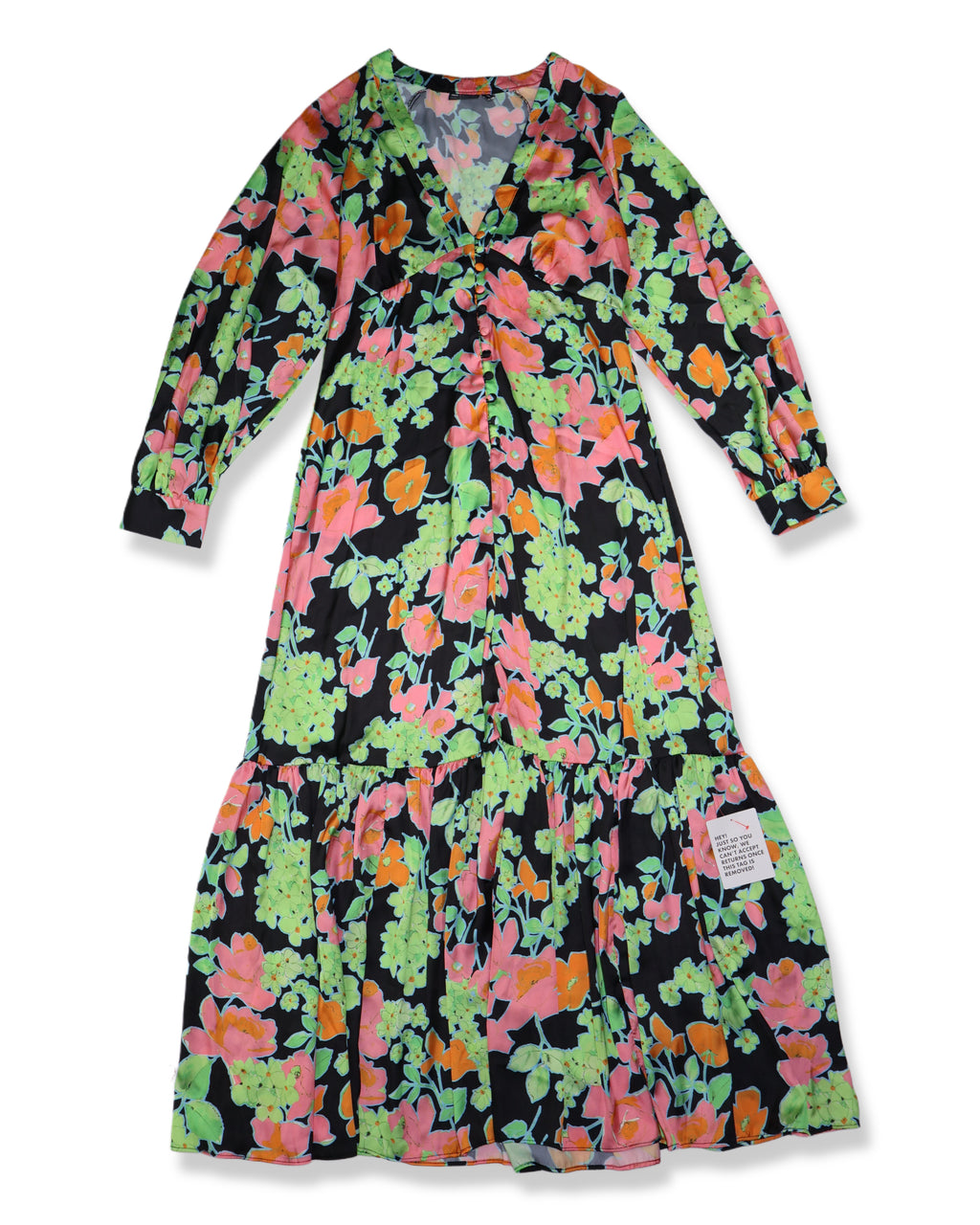 NUEVO CON ETIQUETA | VESTIDO MAXI FLORAL SATINADO MANGA LARGA | ASOS DESIGN | TALLA 6 (M)