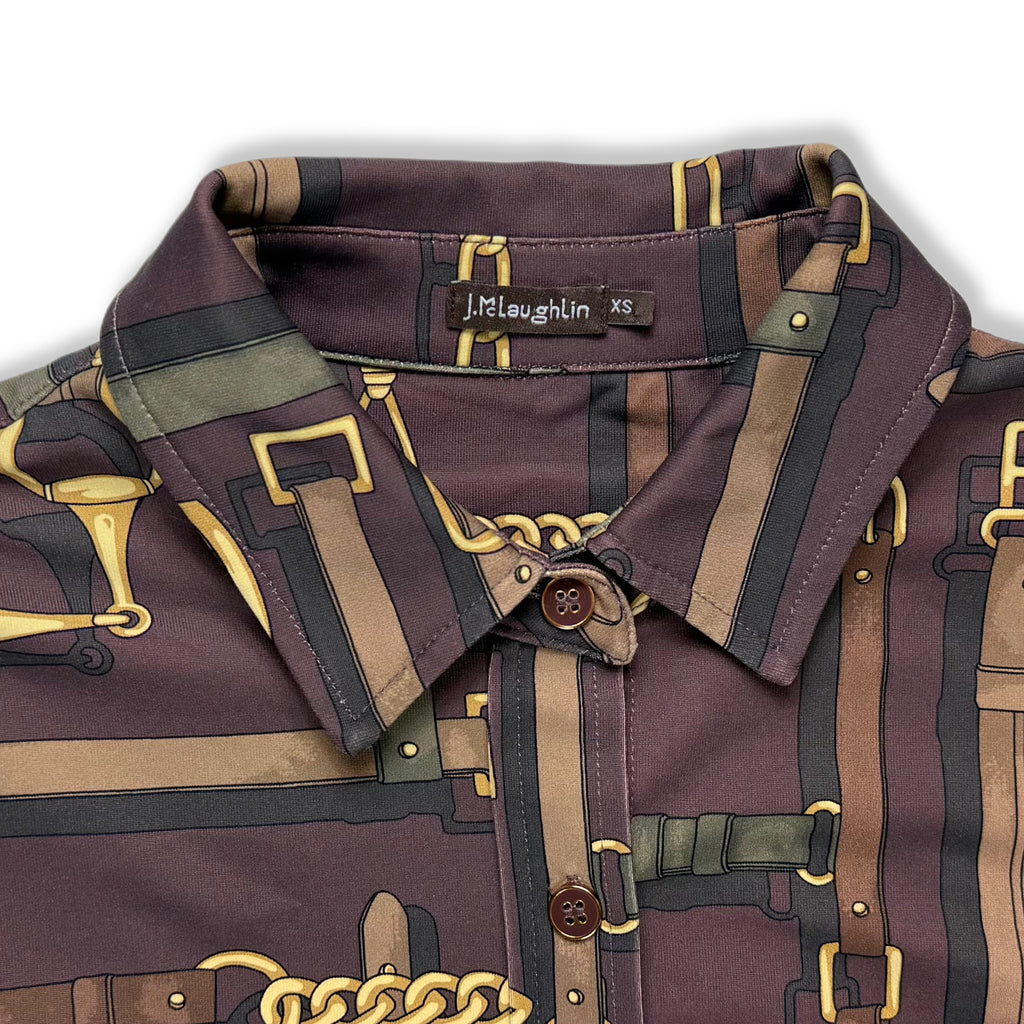 BLUSA CON ESTAMPADO ECUESTRE PARA MUJER | J. MCLAUGHLIN | TALLA XS