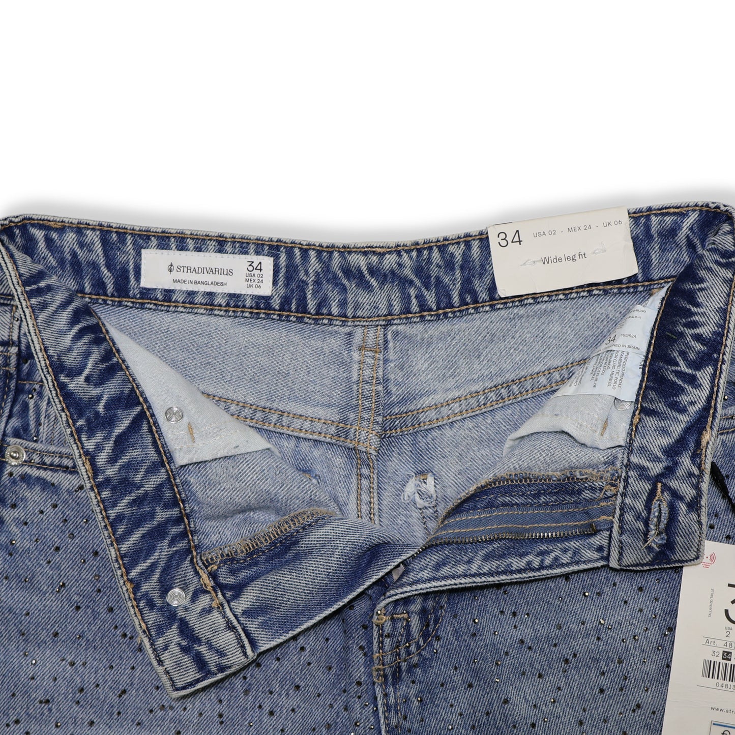 NUEVO CON ETIQUETA | JEANS WIDE LEG CON BRILLOS | STRADIVARIUS | TALLA 2