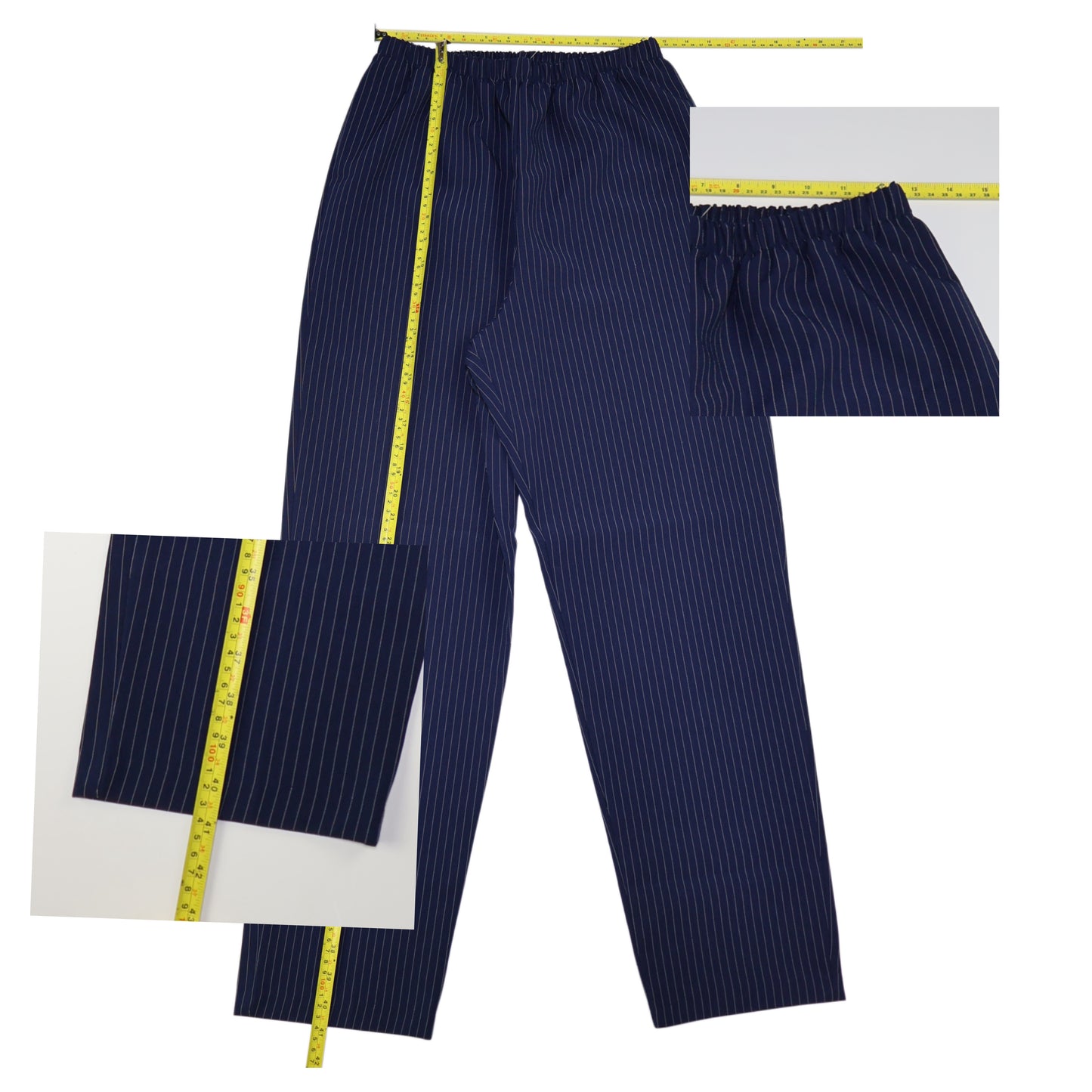 PANTALÓN AZUL MARINO DE TIRO ALTO CON RAYAS FINAS | TALLA 10