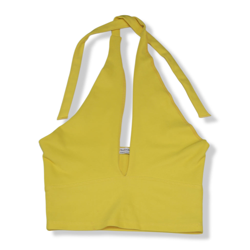 CROP TOP TIPO HALTER AMARILLO | STRADIVARIUS | TALLA M