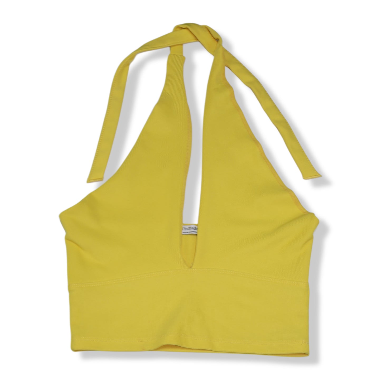 CROP TOP TIPO HALTER AMARILLO | STRADIVARIUS | TALLA M