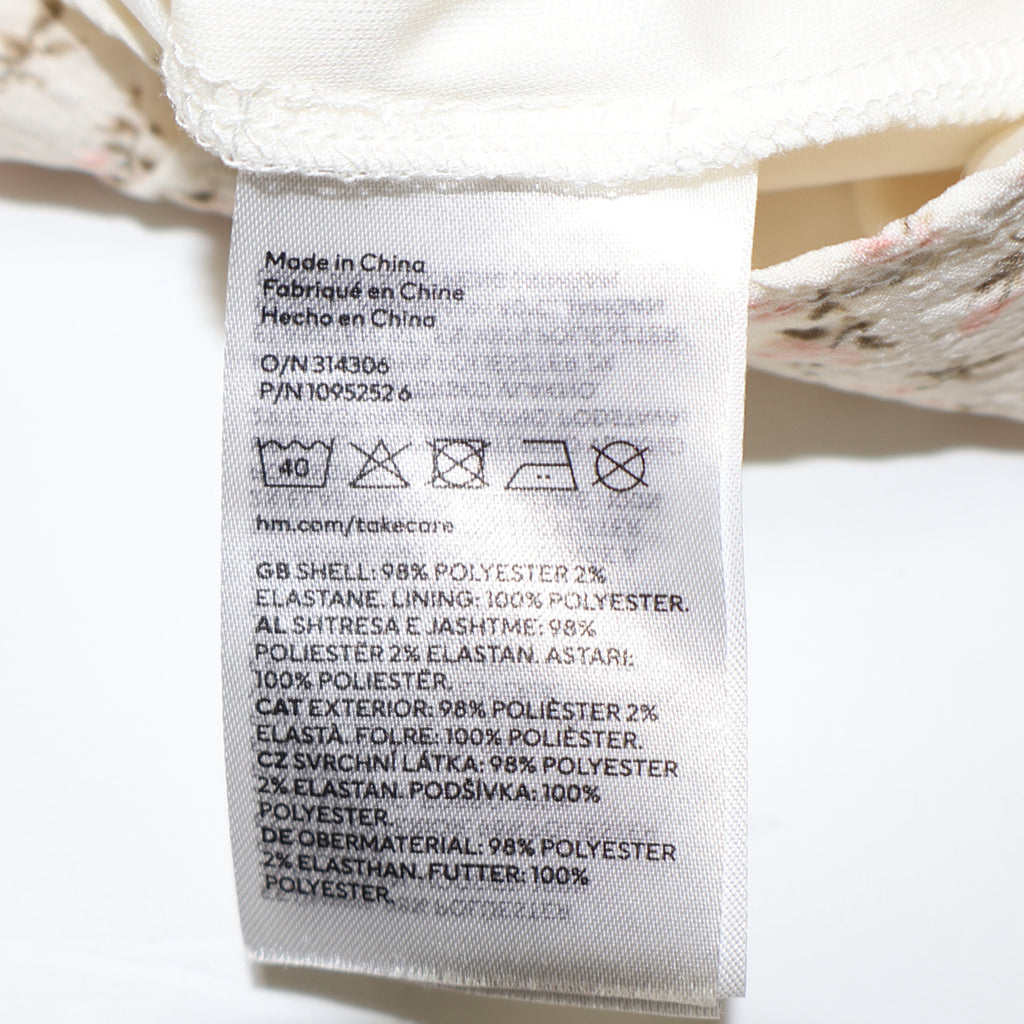 VESTIDO CORTO CON MANGAS ABULLONADAS Y ESTAMPADO FLORAL | H&M | TALLA S