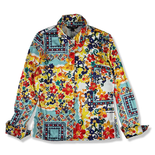 BLUSA SATINADA MANGA LARGA | BOSTON PROPER | TALLA 10 (M)
