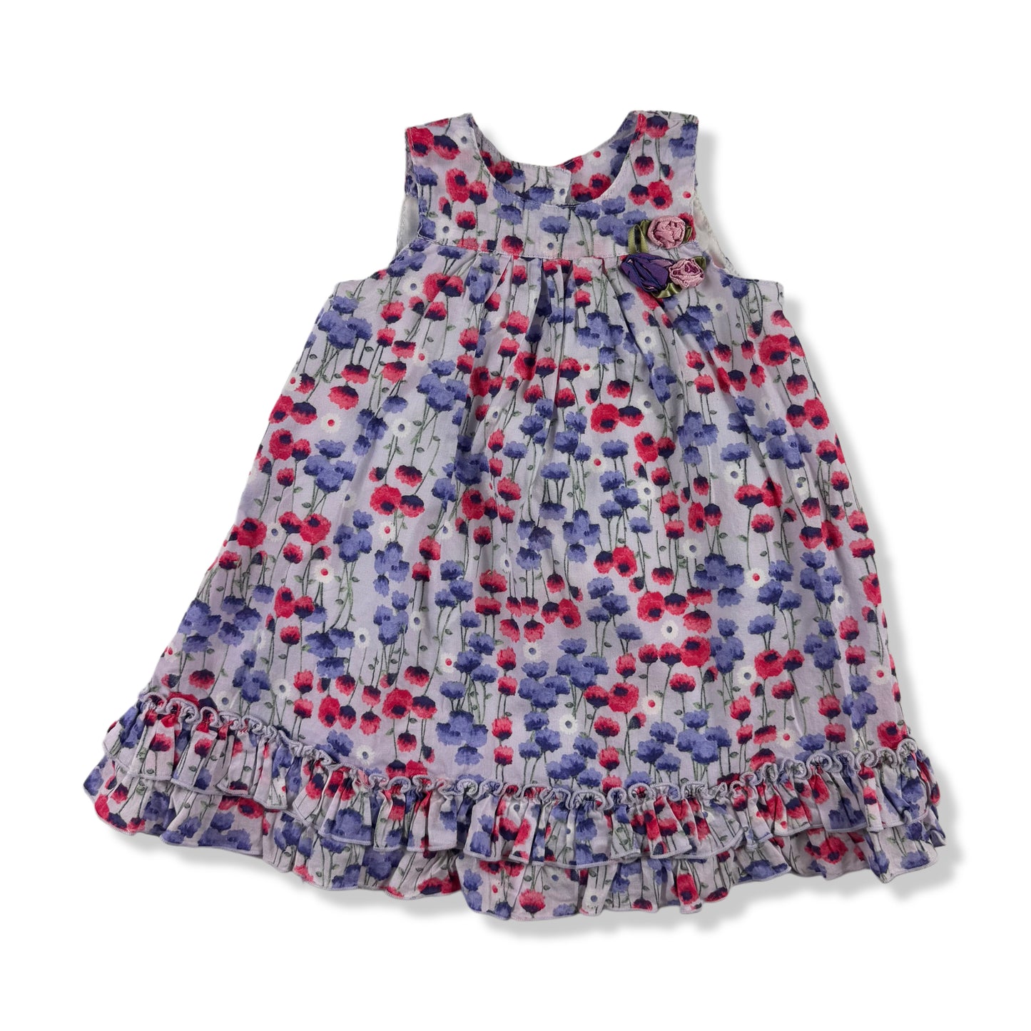 VESTIDO FLORAL CON VOLANTES & 3 CUBREPAÑAL | PIPPA & JULIE | TALLA 6-9M