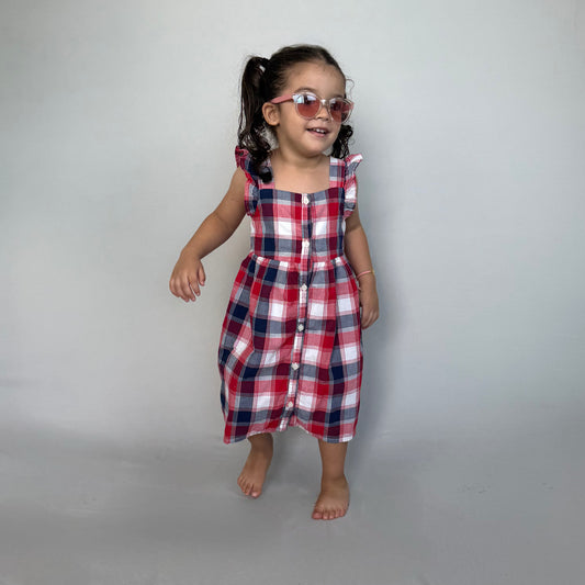 VESTIDO DE CUADROS ROJO AZUL | OSHKOSH B’GOSH | TALLA 4T