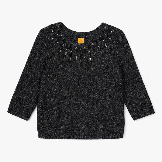 SUÉTER MANGA LARGA TEJIDO CON ACABADO METÁLICO  | RUBY RD | 2X