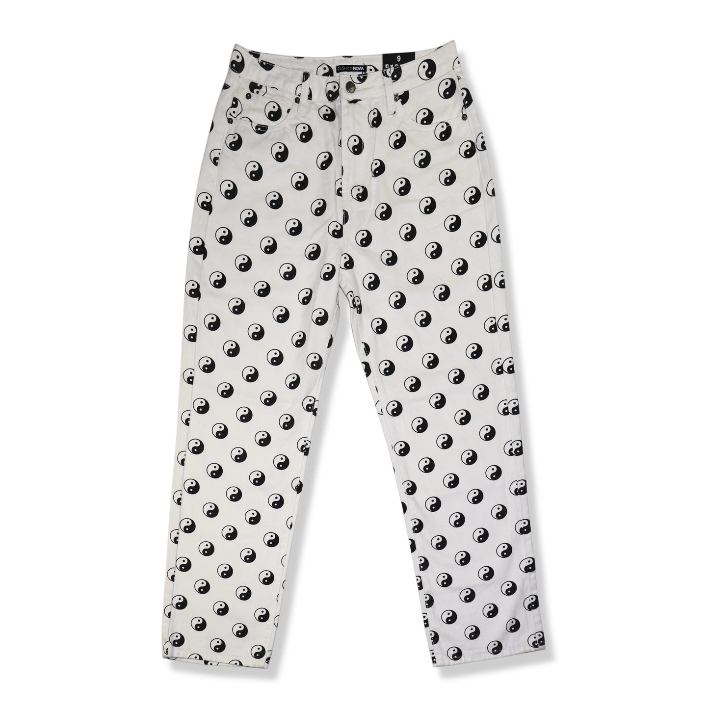 JEAN RECTO CON ESTAMPADO YIN YANG | FASHION NOVA | TALLA 9