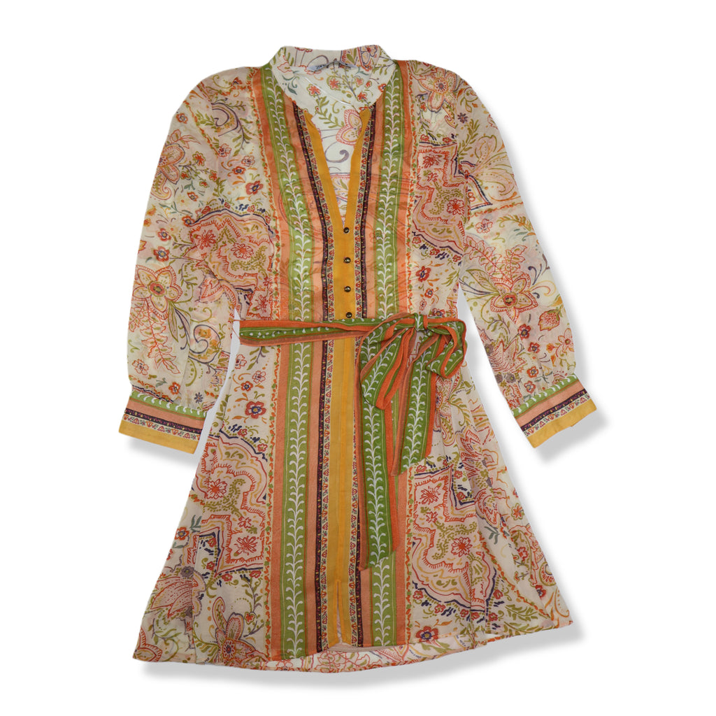 VESTIDO MINI ESTAMPADO MANGA LARGA | ZARA | TALLA M