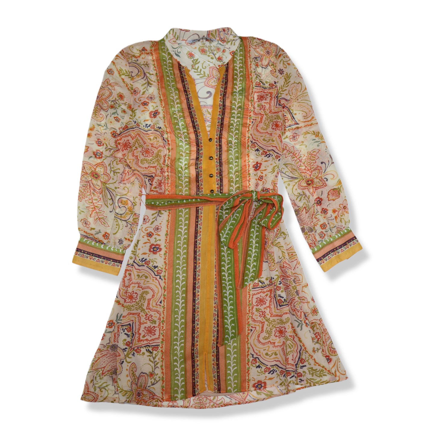 VESTIDO MINI ESTAMPADO MANGA LARGA | ZARA | TALLA M