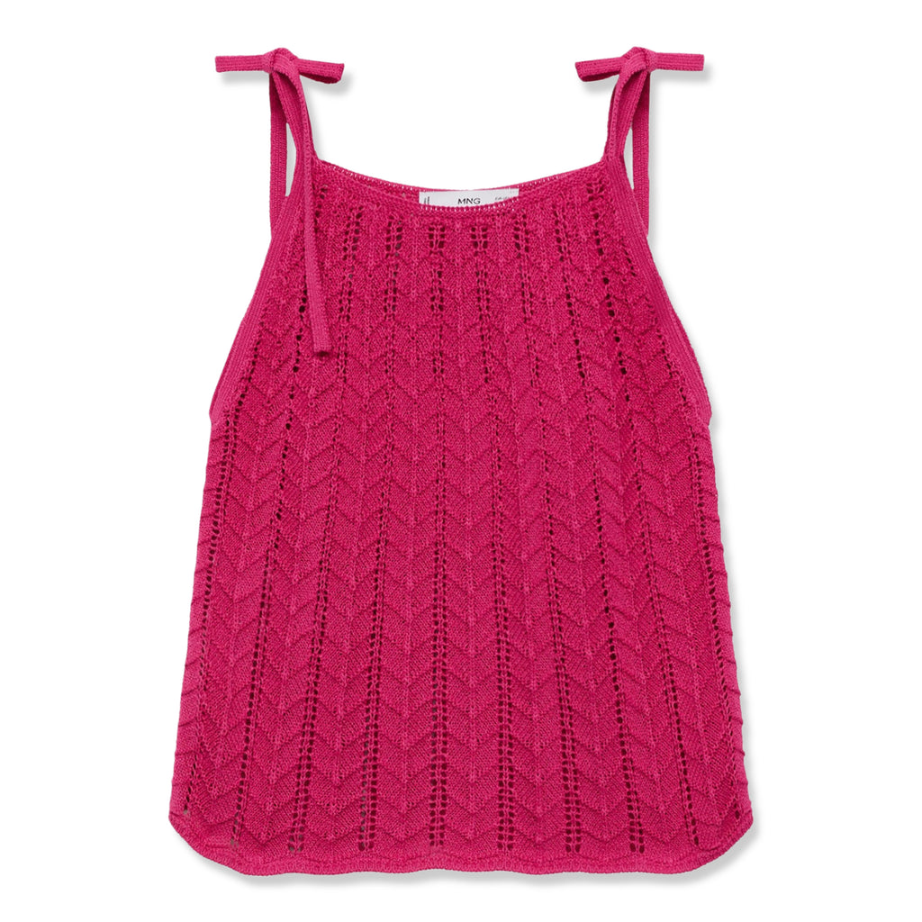 TOP TEJIDO COLOR VINO CON TIRANTES PARA MUJER | MANGO | TALLA S