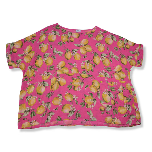 BLUSA ROSADA CON ESTAMPADO DE LIMONES | NINA MURATI | TALLA 2X
