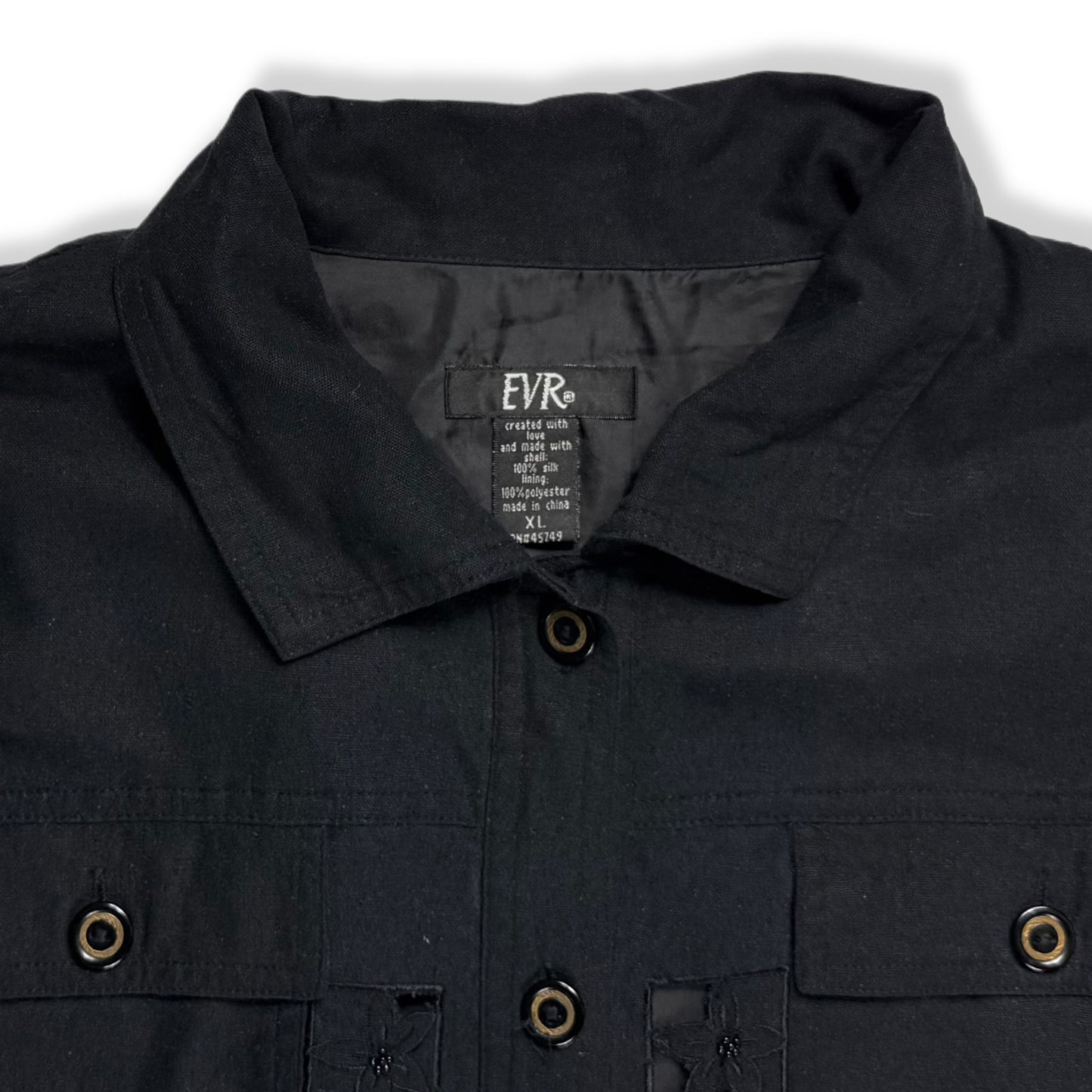 CHAQUETA NEGRA CON DETALLES DE AGUJEROS | EVR | TALLA XL