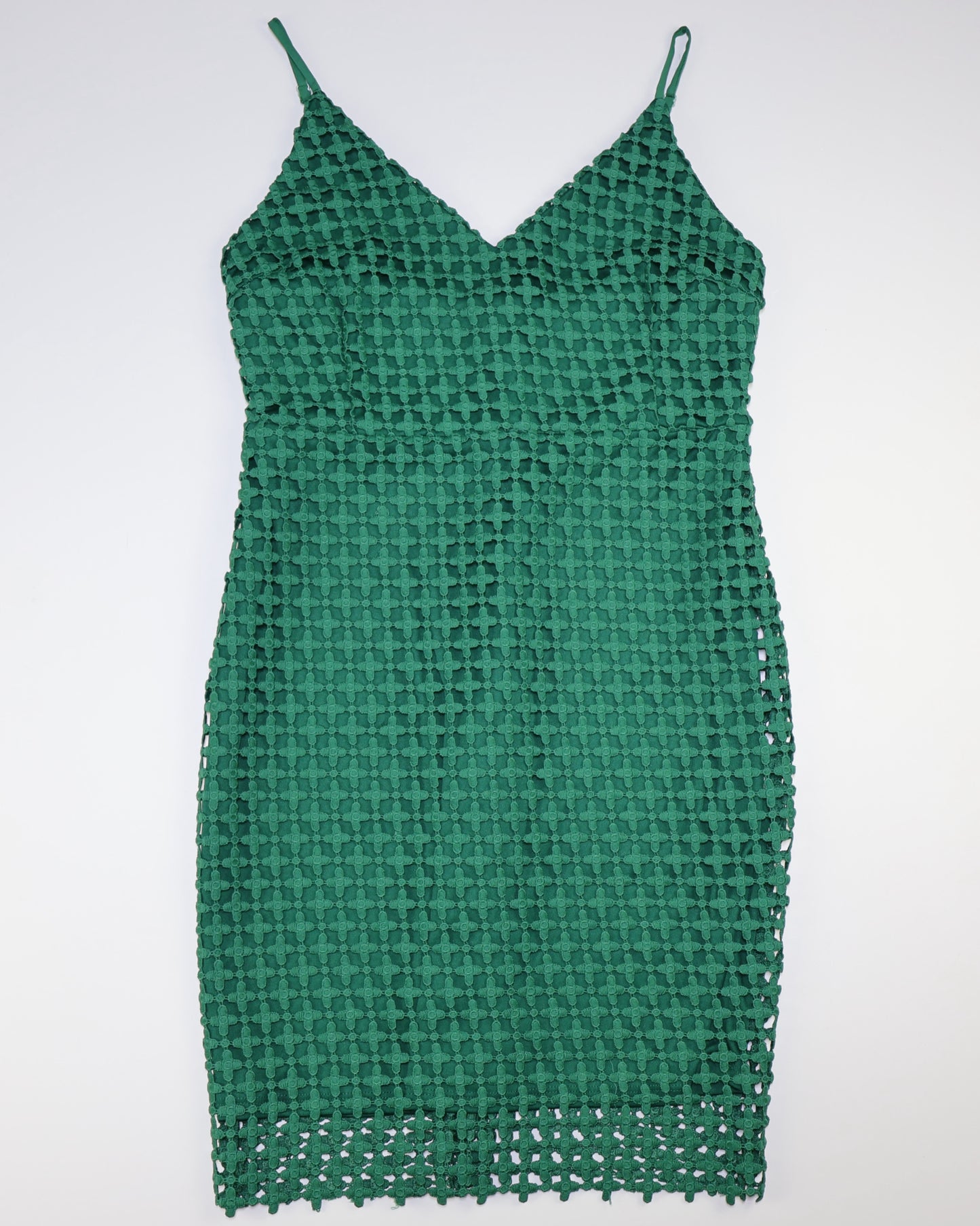 NUEVO CON ETIQUETA | VESTIDO MINI VERDE DE ENCAJE | LULUS | TALLA M
