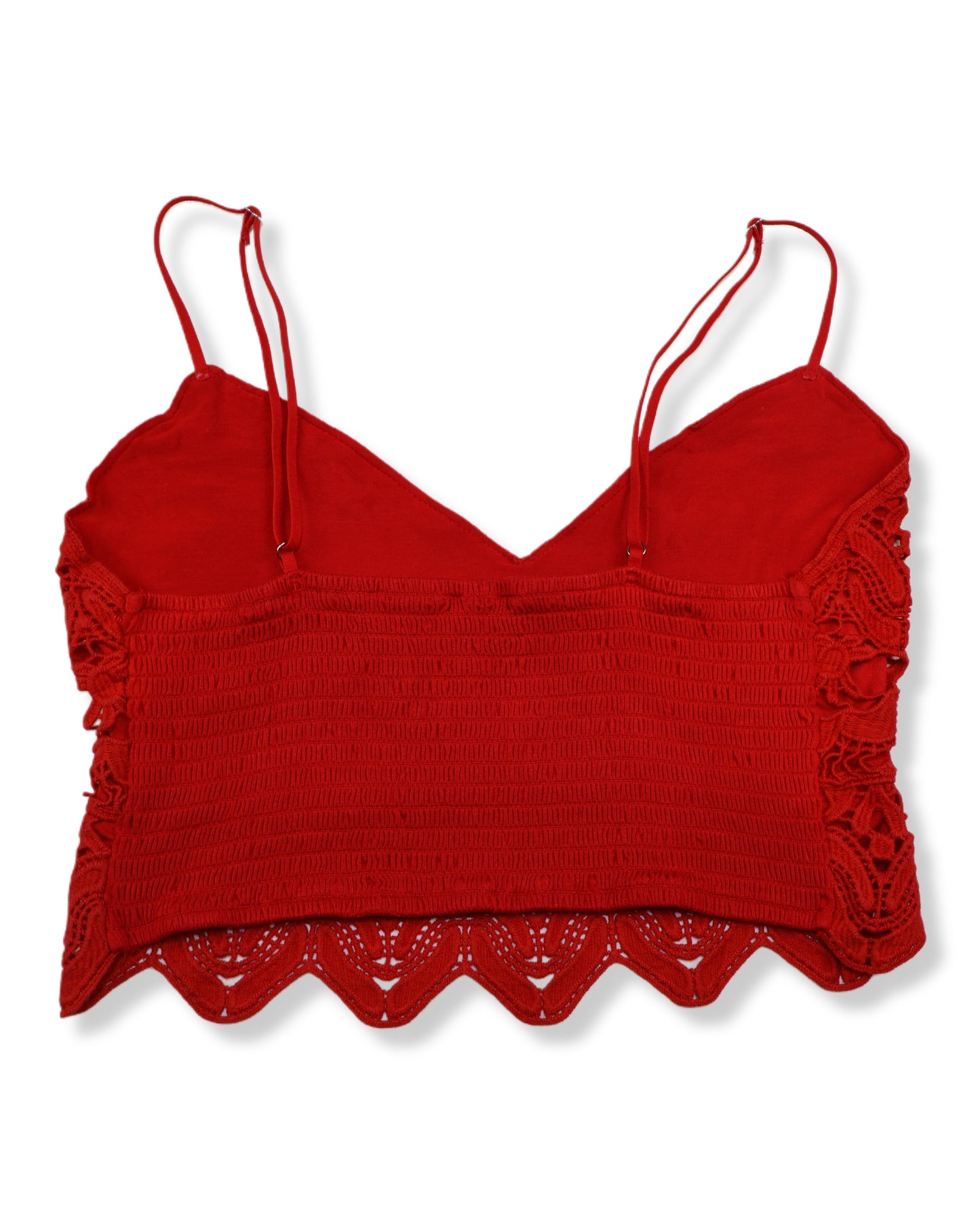 TOP ROJO DE ENCAJE CON TIRANTES AJUSTABLES | STRADIVARIUS | TALLA M
