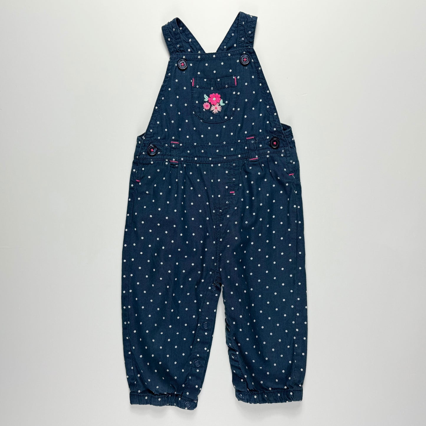 OVEROL CON LUNARES Y BORDADO FLORAL PARA BEBÉS | CARTER’S | TALLA 9M