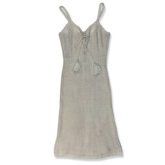 VESTIDO TEJIDO CALADO CON TIRANTES | TALLA L