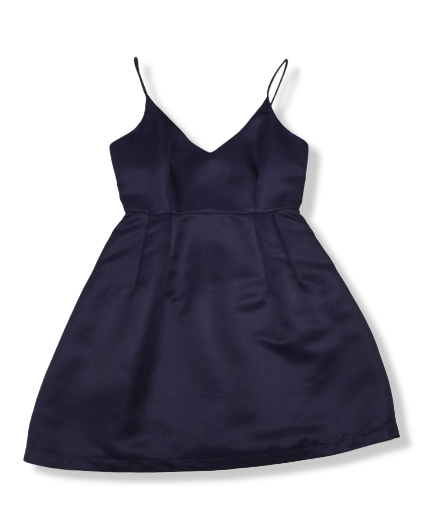 VESTIDO MINI SATINADO AZUL MARINO CON TIRANTES FINOS | L’ATISTE | TALLA S