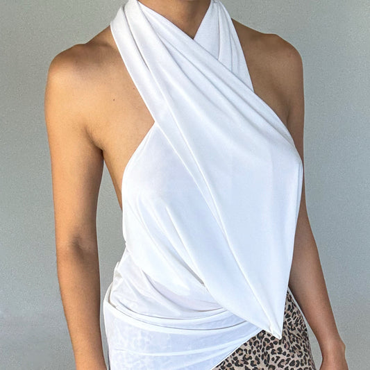 TOP ASIMÉTRICO BLANCO | PINK LIPSTICK | TALLA S/M