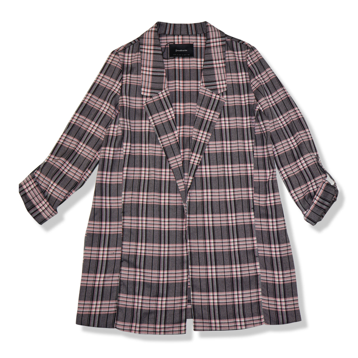 BLAZER DE CUADROS ROSA Y NEGRO DE MANGAS 3/4 | STRADIVARIUS | TALLA S
