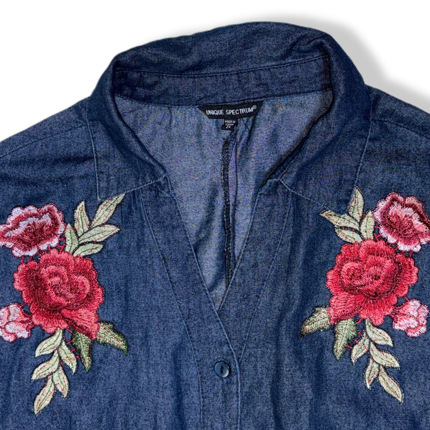CAMISA DENIM BORDADA | UNIQUE SPECTRUM | TALLA 2X