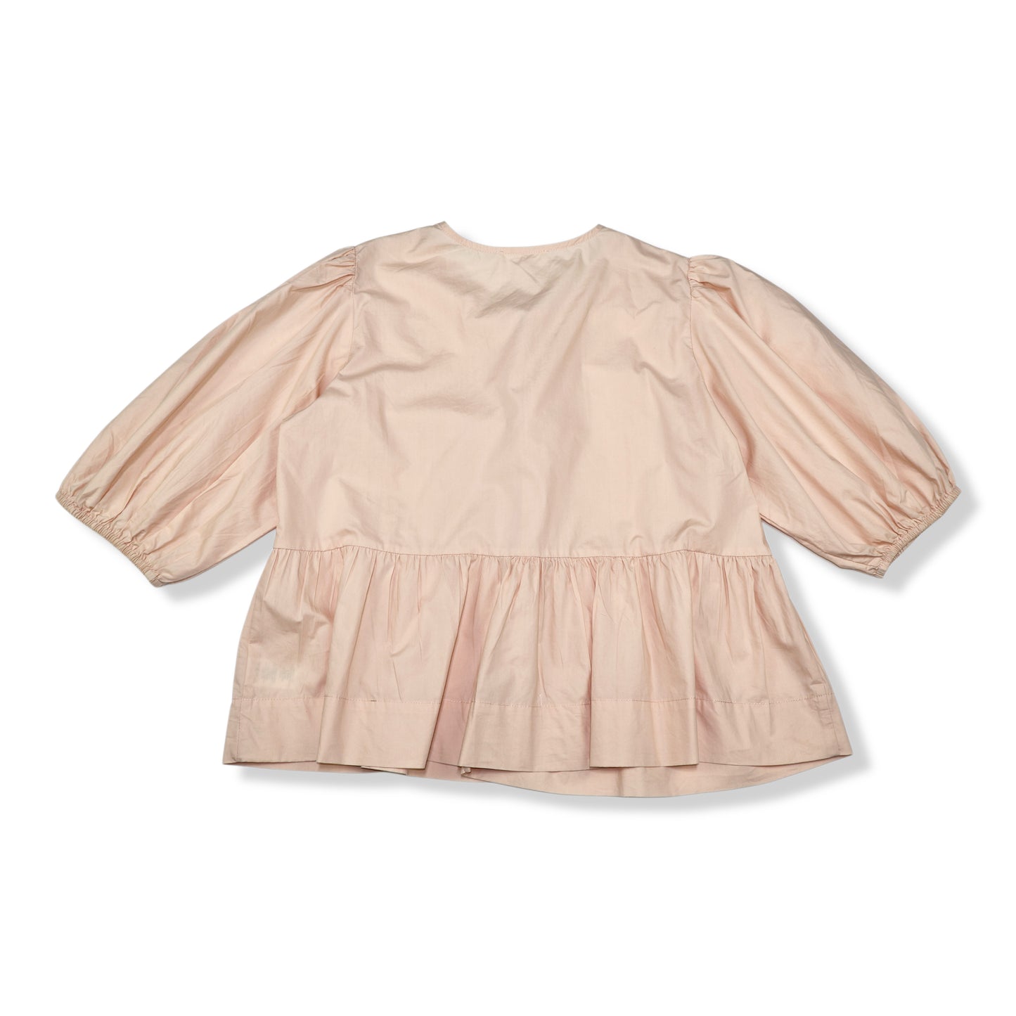 BLUSA PEPLUM CON LAZOS FRONTALES Y MANGAS ABULLONADAS | MABLE | TALLA S