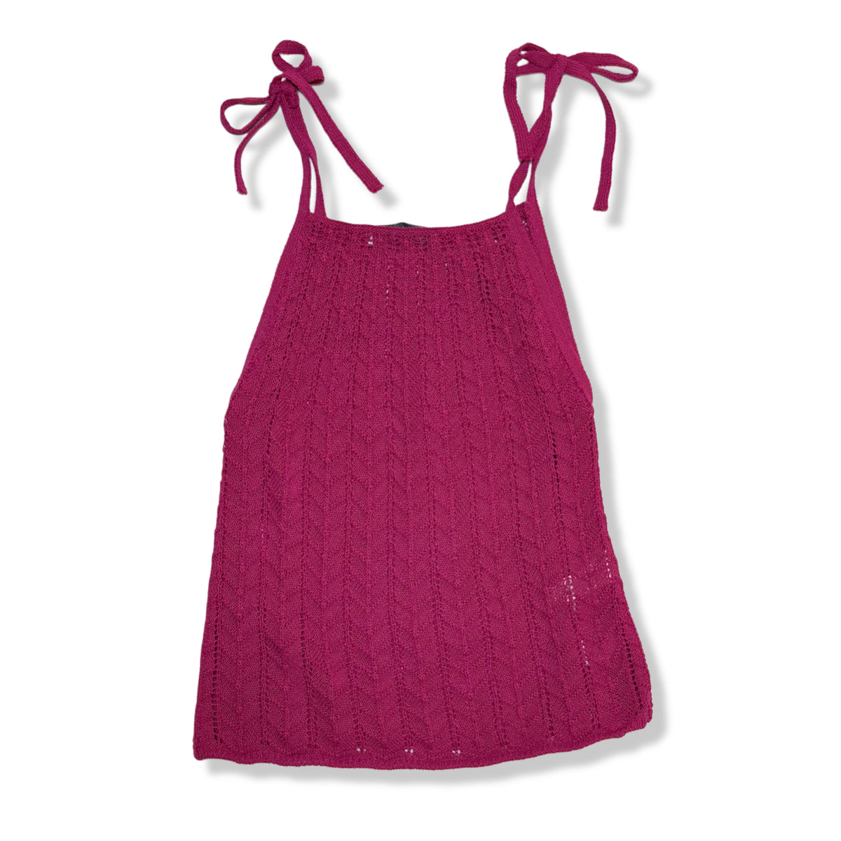TOP TEJIDO COLOR VINO CON TIRANTES PARA MUJER | MANGO | TALLA S