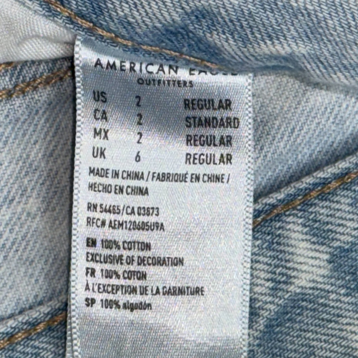 JEANS AZUL CLARO DESGASTADOS PARA MUJER | AMERICAN EAGLE | TALLA 2 (XS)
