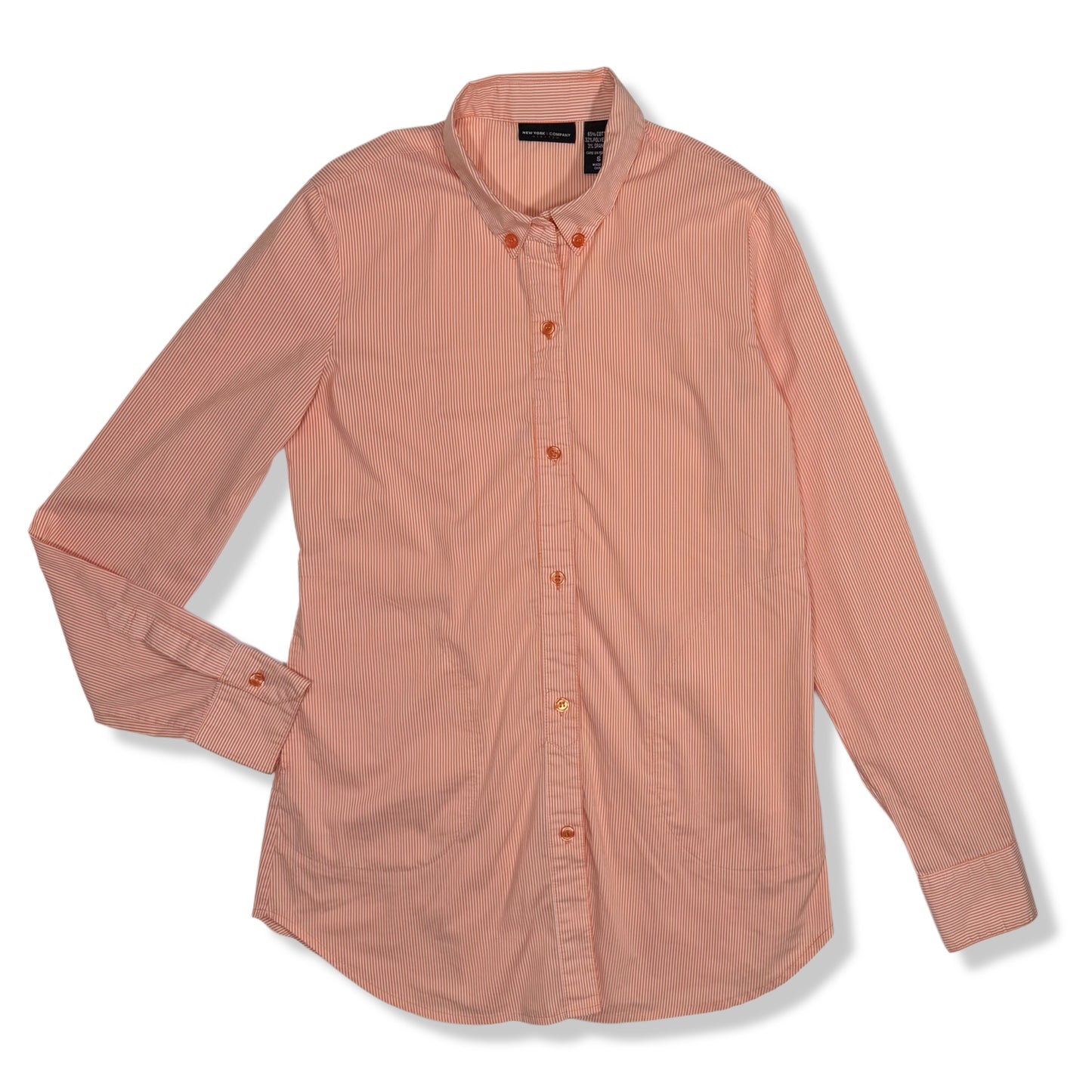 CAMISA DE RAYAS ANARANJADA | NEW YORK & COMPANY | TALLA S
