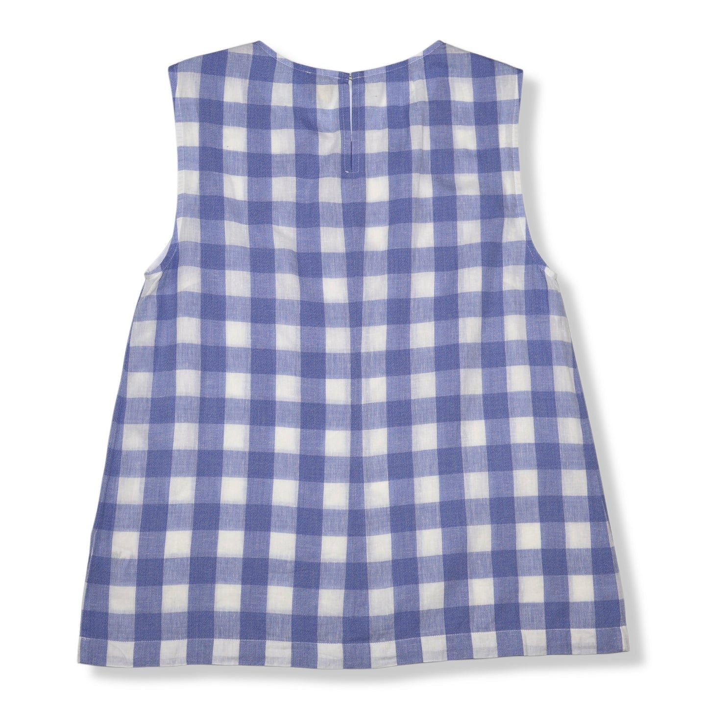 BLUSA SIN MANGAS DE LINO CON CUADROS AZUL Y BLANCO | J.CREW | TALLA 8 (M)