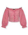 TOP FRUNCIDO DE CUADROS VICHY ROSADO Y BLANCO | ZARA | TALLA S