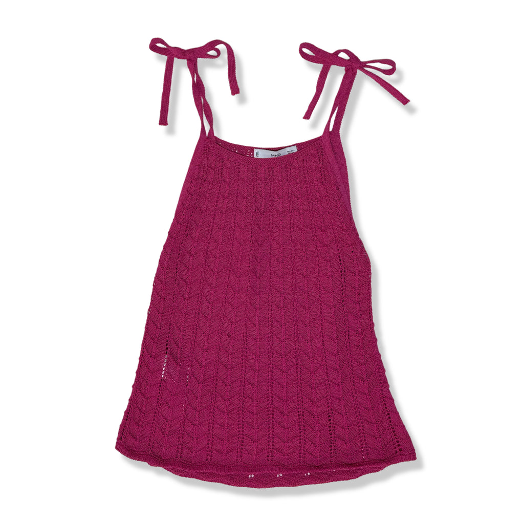 TOP TEJIDO COLOR VINO CON TIRANTES PARA MUJER | MANGO | TALLA S