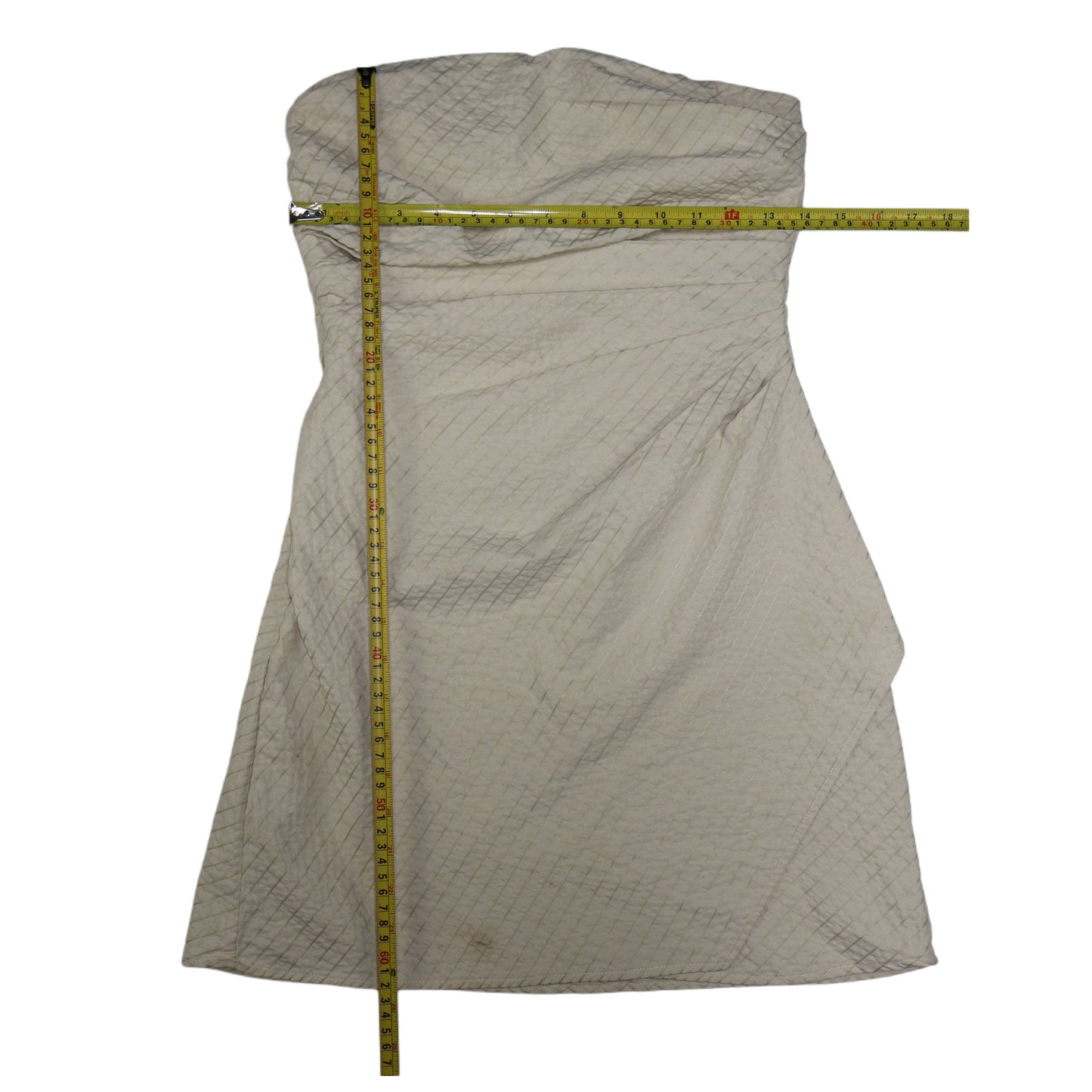VESTIDO MINI STRAPLESS BEIGE | MANGO | TALLA XS