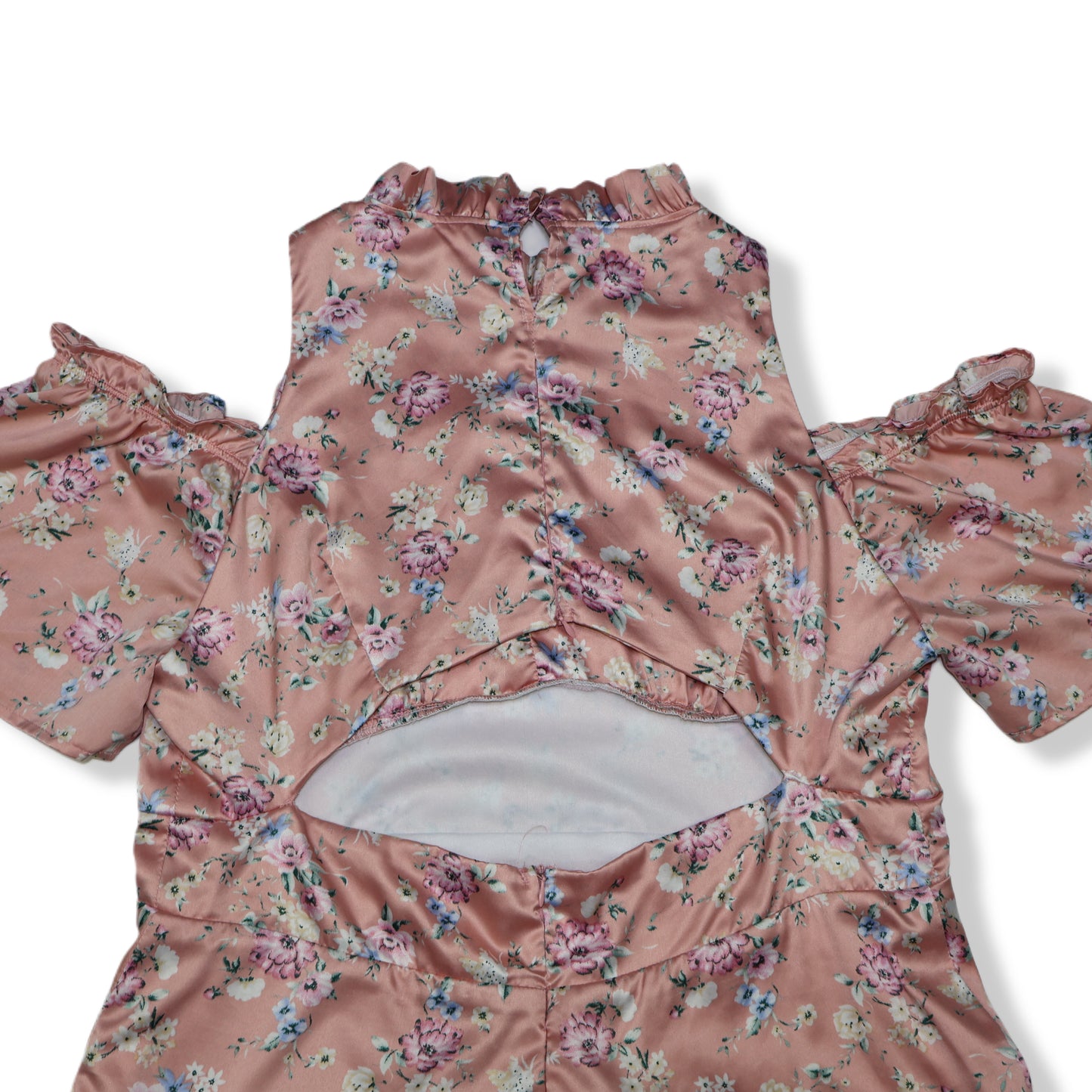 VESTIDO CORTO SATINADO CON ESTAMPADO FLORAL | TALLA L
