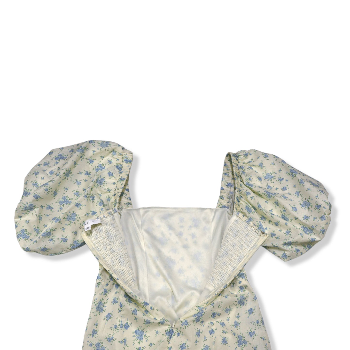 VESTIDO CORTO CON MANGAS ABULLONADAS Y ESTAMPADO FLORAL | MABLE | TALLA S