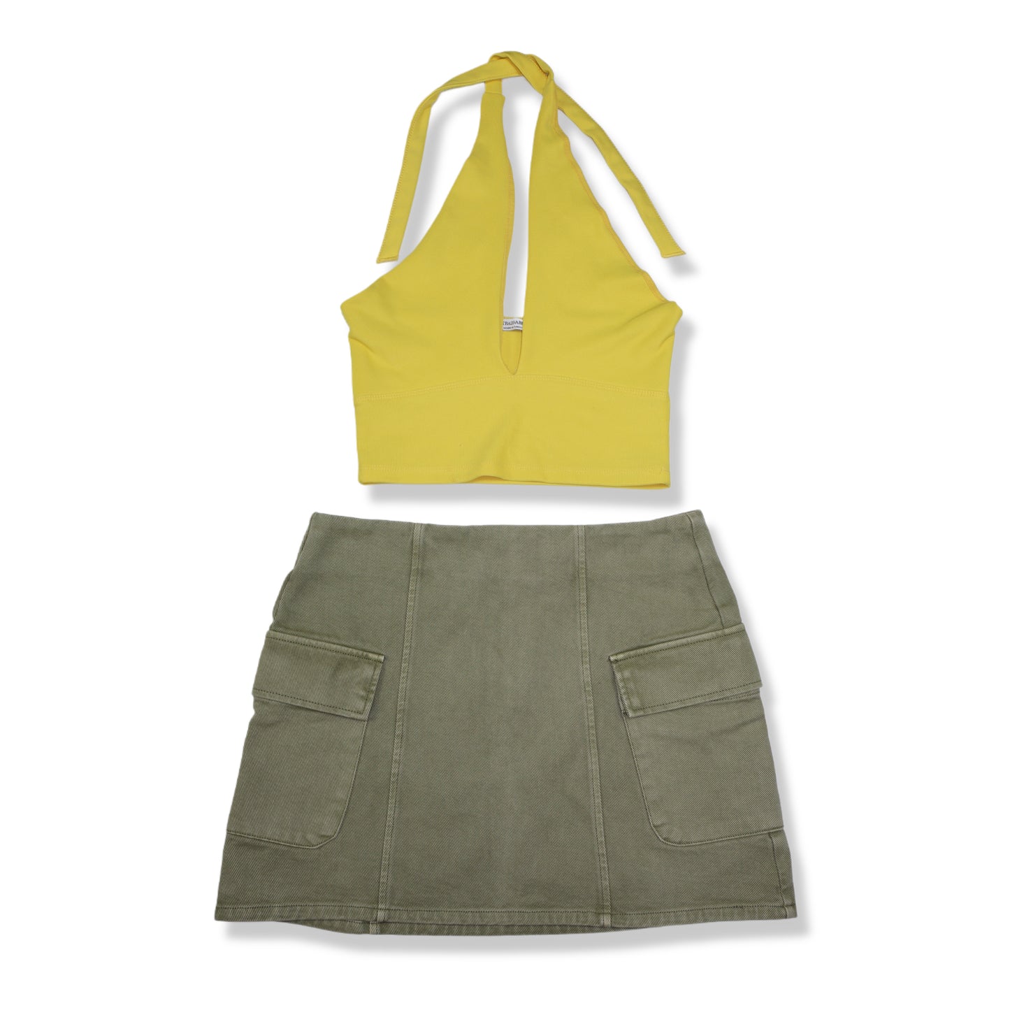 CROP TOP TIPO HALTER AMARILLO | STRADIVARIUS | TALLA M