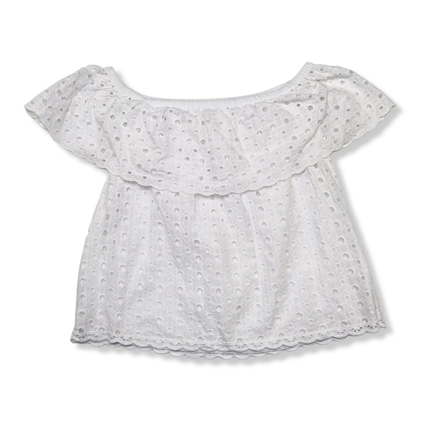 BLUSA OFF-SHOULDER CON BORDADO INGLÉS | TALLA S