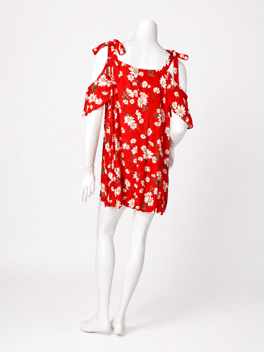 VESTIDO ROJO CON FLORES Y HOMBROS DESCUBIERTOS | FOREVER 21 | TALLA S
